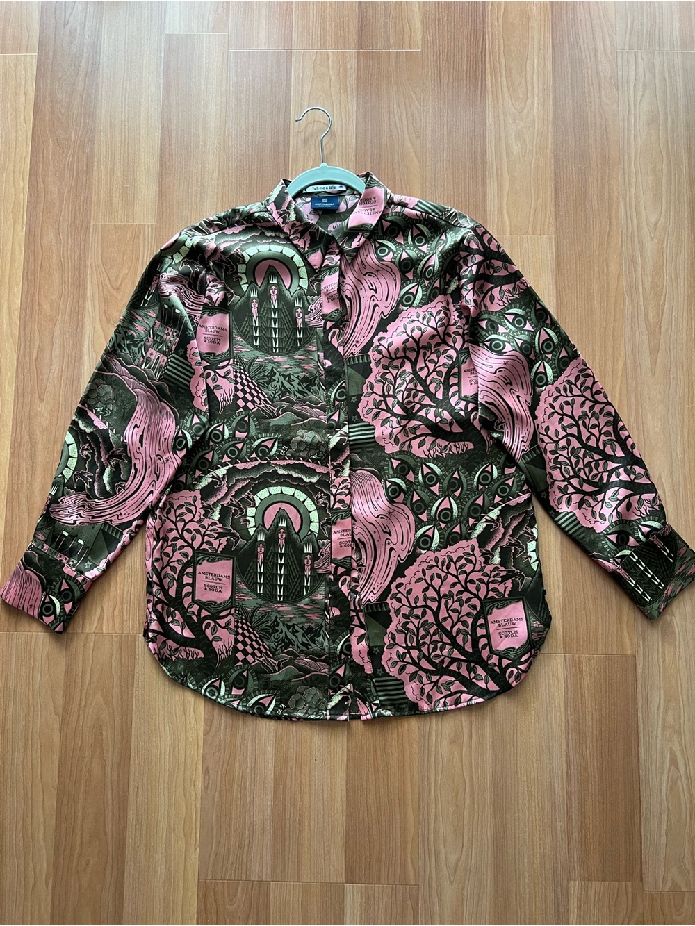 Scotch & Soda Maison Scotch Tell Me a Tale Graphic Print Oversized Shirt S - Picture 2 of 11
